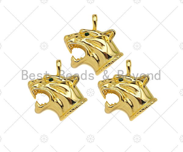18K Gold Filled Tiger Panther Head Shape Pendant,33x32mm,Sku#Z1340
