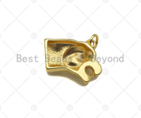 18K Gold Filled Wolf Head Shape Pendant, Green Micro Pave CZ Gold Filled Charm, Necklace Bracelet Charm Pendant, 16x14mm,Sku#Z1346