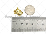 18K Gold Filled Wolf Head Shape Pendant, Green Micro Pave CZ Gold Filled Charm, Necklace Bracelet Charm Pendant, 16x14mm,Sku#Z1346