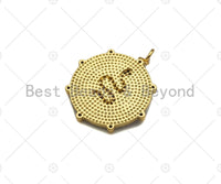 Gold Filled CZ Micro Pave Snake On Round Wrinkle Shape Pendant, 18K Gold Filled Enamel Charm, Necklace Bracelet Charm, 24x22mm,Sku#Z1347