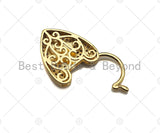 Gold Filled CZ Micro Pave Heart Shape Lock ,18K Gold Filled Heart Clasp, Necklace Bracelet Charm Pendant, 20x26mm, Sku#LK321
