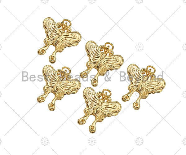 Gold Filled Double Butterfly Shape Pendant, 14K Gold Filled Butterfly Charm, Necklace Bracelet Charm Pendant, 18x16mm, Sku#ZX24
