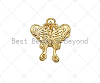 Gold Filled Double Butterfly Shape Pendant, 14K Gold Filled Butterfly Charm, Necklace Bracelet Charm Pendant, 18x16mm, Sku#ZX24