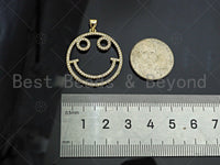 CZ Micro Pave Smiley Face Shape Pendant/Charm, 18K Gold Filled Charm, Necklace Bracelet Charm Pendant,26x29mm,Sku#LK322