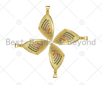 Golf Filled Colorful CZ Micro Pave Triangle Shell Shape Pendant, 18K Gold Filled Rainbow Charm, Necklace Bracelet Charm,14x28mm,Sku#LK331