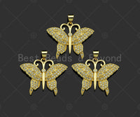 Gold Filled CZ Micro Pave Butterfly Shape Pendant, 18K Gold Filled Butterfly Charm, Necklace Bracelet Charm Pendant,28x23mm,Sku#LD92 Bestbeads&Beyond