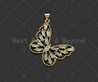 Gold Filled Baguette CZ Micro Pave Butterfly Shape Pendant, 18K Gold Filled Butterfly Charm, Necklace Bracelet Pendant,29x25mm,Sku#LD96 Bestbeads&Beyond