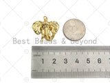 18k Gold Filled Elephant Head Shape Pendant, Green CZ Micro Pave Charm, Necklace Bracelet Charm Pendant,25x24mm,Sku#Z1344