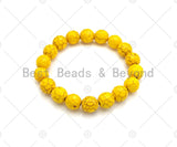 Quality Natural Yellow Howlite Stretchy Bracelet, 8mm/10mm/12mm Elastic Fit Round Faceted Howlite  Bracelet, Sku#EF42