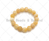 Quality Natural Yellow Jade Stretchy Bracelet, 8mm/10mm/12mm Elastic Fit Round Smooth Yellow Jade Bracelet,Sku#EF44