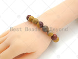 High Quality Natural Mookaite Stretchy Bracelet, 8mm/10mm/12mm Elastic Fit Round Smooth Mookaite Bracelet, Yellow Red Pink Matrix,Sku#EF45