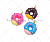 Gold Filled Colorful Enamel Doughnut Shape Pendant,18K Gold Filled Pink/Blue/Brown Enamel Charm,18x20mm,Sku#L571