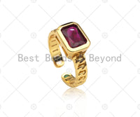 Gold Filled Colorful Big Micro Pave CZ Adjustable Ring, 18K Gold Filled Open Ring,Statment Ring,19x22mm,Sku#LK368