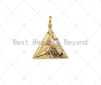 Baguette CZ Micro Pave Pyramid Shape Pendant/Charm, 14K Gold Filled Charm, Necklace Bracelet Charm Pendant,16x16mm,Sku#ZX30 Bestbeads&Beyond