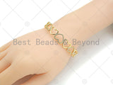 Gold Filled CZ Micro Pave Gold Heart Link Bracelate, 18K Gold Filled Bracelate, Heart Bangle Bracelet, Adjustable Bracelate,59x58mm,Sku#LD85