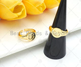 Gold Filled Smiley Face Statement Ring, 18K Gold Filled Open Ring, Adjustable Ring, 20mm,Sku#X201