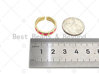 Colorful Enamel Heart Adjustable Ring, 18K Gold Filled Enamel Open RIng, Enamel Heart Ring, 20mm, Sku#X205