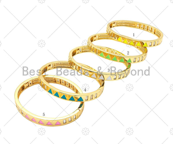 Colorful Enamel Triangle Bangle Bracelet, 18K Gold Filled Cubic Zirconia Cuff Bracelet,Bangle Bracelet, Fashion Jewelry, 66x57mmSku#X206