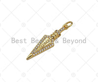 Gold Filled CZ Micro Pave Arrows Shape Pendant, 18K Gold Filled Arrowhead Charm, Necklace Bracelet Charm Pendant, 7x29mm, Sku#Y445