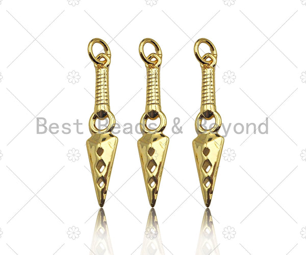 Gold Filled Sword with Holes Shape Pendant, 18K Gold Filled Sword Charm, Necklace Bracelet Charm Pendant, 6x27mm, Sku#Y446