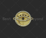 Gold Filled CZ Micro Pave Evil Eye On Round Coin Shape Connector,18K Gold Filled Connector, Necklace Bracelet Connector,22x18mm,Sku#LK351