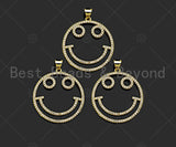 CZ Micro Pave Smiley Face Shape Pendant/Charm, 18K Gold Filled Charm, Necklace Bracelet Charm Pendant,26x29mm,Sku#LK322