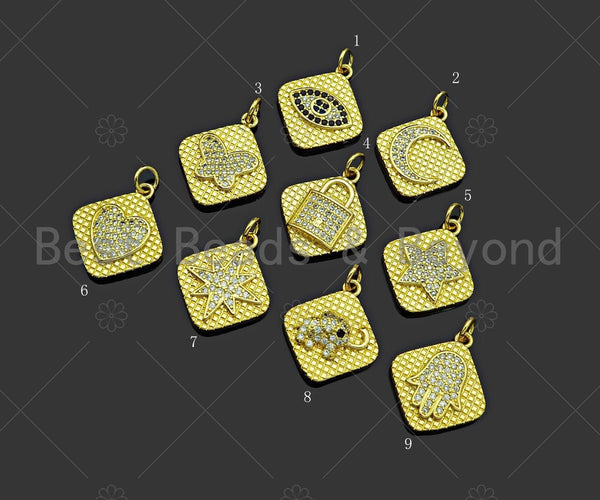 Gold Filled CZ Micro Pave Evil Eye Moon Heart Star Lock Medallion Pendant, 18K Gold Filled Charm,Necklace Bracelet Pendant,17x20mm,Sku#LK325
