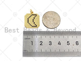 Gold Filled Black CZ Micro Pave Moon Star On Mosaic Square Shape Pendant,18K Gold Filled Charm, Necklace Bracelet Charm,17x20mm,Sku#LK337