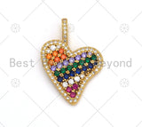 Colorful CZ Micro Pave Heart Charm/Pendant,  18K Gold Filled Heart Shape Charm, Heart Pave Pendant, 23x21mm, Sku#LK370 Bestbeads&Beyond