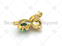 Big Green CZ Micro Pave Cute Bear Shape Pendant, 18K Gold Filled Bear Charm,Big CZ Pave Pendant,Necklace Bracelet Pendant,16x24mm, Sku#LK371 Bestbeads&Beyond