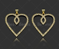 Gold Filled CZ Micro Pave Heart Shape Pendant, 18K Gold Filled Charm, Necklace Bracelet Charm Pendant,26x28mm,Sku#LD94