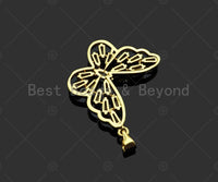 Gold Filled Baguette CZ Micro Pave Butterfly Shape Pendant, 18K Gold Filled Butterfly Charm, Necklace Bracelet Pendant,29x25mm,Sku#LD96 Bestbeads&Beyond