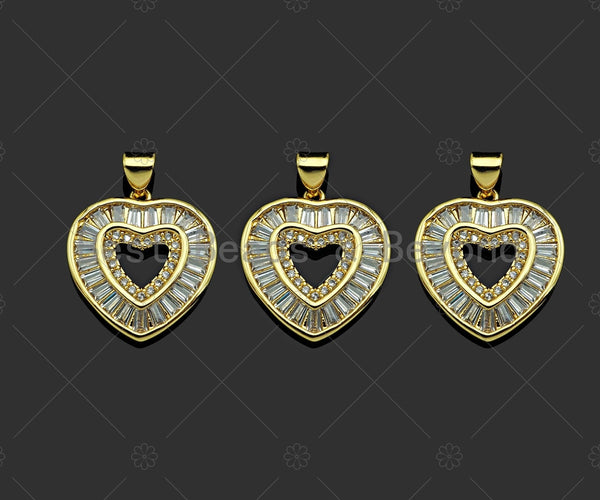 Gold Filled CZ Micro Pave Heart Shape Pendant ,18K Gold Filled Heart Charm, Necklace Bracelet Charm Pendant,18x20mm,Sku#LD98