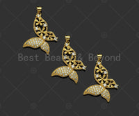 Gold Filled CZ Micro Pave Flower On Butterfly Shape Pendant, 18K Gold Filled ButterflyCharm, Necklace Bracelet Pendant,28x35mm,Sku#LD100 Bestbeads&Beyond