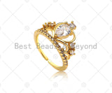 Gold Filled Big CZ Micro Pave Crown Adjustable Ring, 18K Gold Filled Open Ring, Statment Ring, Pave Ring, 21x20mm,sku#20x22mm,sku#LD115
