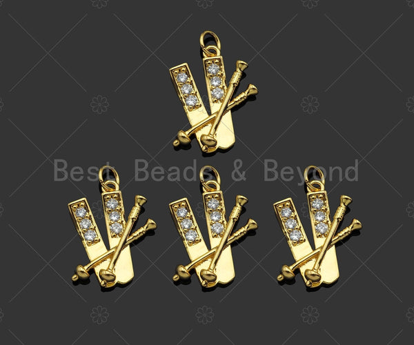 Gold Filled CZ Micro Skating Board Shape Pendant, 18K Gold Filled Skating Charm, Necklace Bracelet Charm Pendant,18x19mm,Sku#Y462