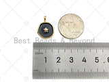 Gold Filled Colorful Enamel Moon Star Heart On Round Coin Shape Pendant, 18K Gold Filled Enamel Charm,Enamel Jewelry,14x18mm,sku#Y465