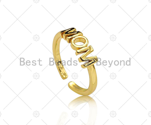 Gold Filled MOM Word Adjustable Ring, 18K Gold Filled Open Ring, Statment Ring, Mother's Day Gift, 21x20mm,sku#LD126