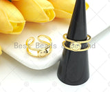 Gold Filled Smiley Face Adjustable Ring, 18K Gold Filled Open Ring, Smiley Face Statment Ring, 21x20mm,Sku#LD128