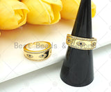 Gold Filled Cobalt Evil Eye Adjustable Ring, Open Ring, 18K Gold Filled Ring, Statment Ring, Pave Ring, 21x20mm,Sku#X195
