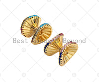 Gold Filled Colorful CZ Micro Pave Wheel Shape Pendant, 18K Gold Filled Charm, Necklace Bracelet Pendant Charm,12x11mm,Sku#Y458