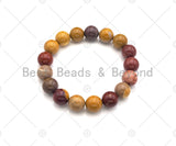High Quality Natural Mookaite Stretchy Bracelet, 8mm/10mm/12mm Elastic Fit Round Smooth Mookaite Bracelet, Yellow Red Pink Matrix,Sku#EF45