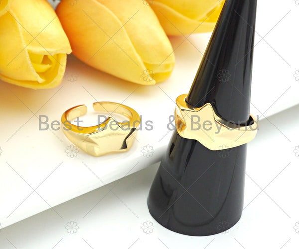 Gold Filled Five Star Signet Ring, 18K Gold Filled Five Star Adjustable Ring, Star Open Ring,22x23mm,Sku#X199