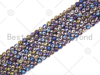 Mystic AB Tibetan Agate Round Faceted Beads, 6mm/8mm/10mm/12mm Natural Evil Eye Agate Beads, 15.5'' Full Strand, Sku#UA224