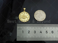 Gold Filled CZ Micro Pave Pattern Medallion Shape Pendant,18K Gold Filled Charm, Necklace Bracelet Charm Pendant,19x21mm,Sku#LK359