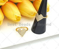 CZ Micro Pave Heart Shape Adjustable Ring, 18K Gold Filled Open Ring, CZ Statement Ring, Heart Ring, 20mm, Sku#X257