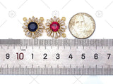 Colorful CZ Micro Pave Sunflower Shape Pendant/Charm, 18K Gold Filled Big CZ Charm, Necklace Bracelet Charm Pendant,18x18mm,Sku#LK392