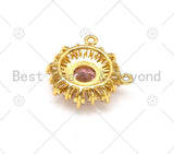 Colorful CZ Micro Pave Sunflower Shape Pendant/Charm, 18K Gold Filled Big CZ Charm, Necklace Bracelet Charm Pendant,18x18mm,Sku#LK392