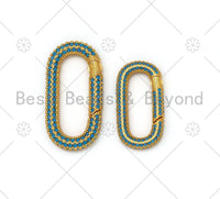 Colorful CZ Micro pave Push Clasp, Fully Pave Carabiner Lock, Colorful Oval Carabiner, 18x35/15x28mm, sku#ML47