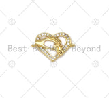 CZ Micro Pave Heart With Mama Holding Baby Hand Shape Connector,18K Gold Filled Charm, Mother's Day Bracelet Connector,13x19mm,Sku#E543